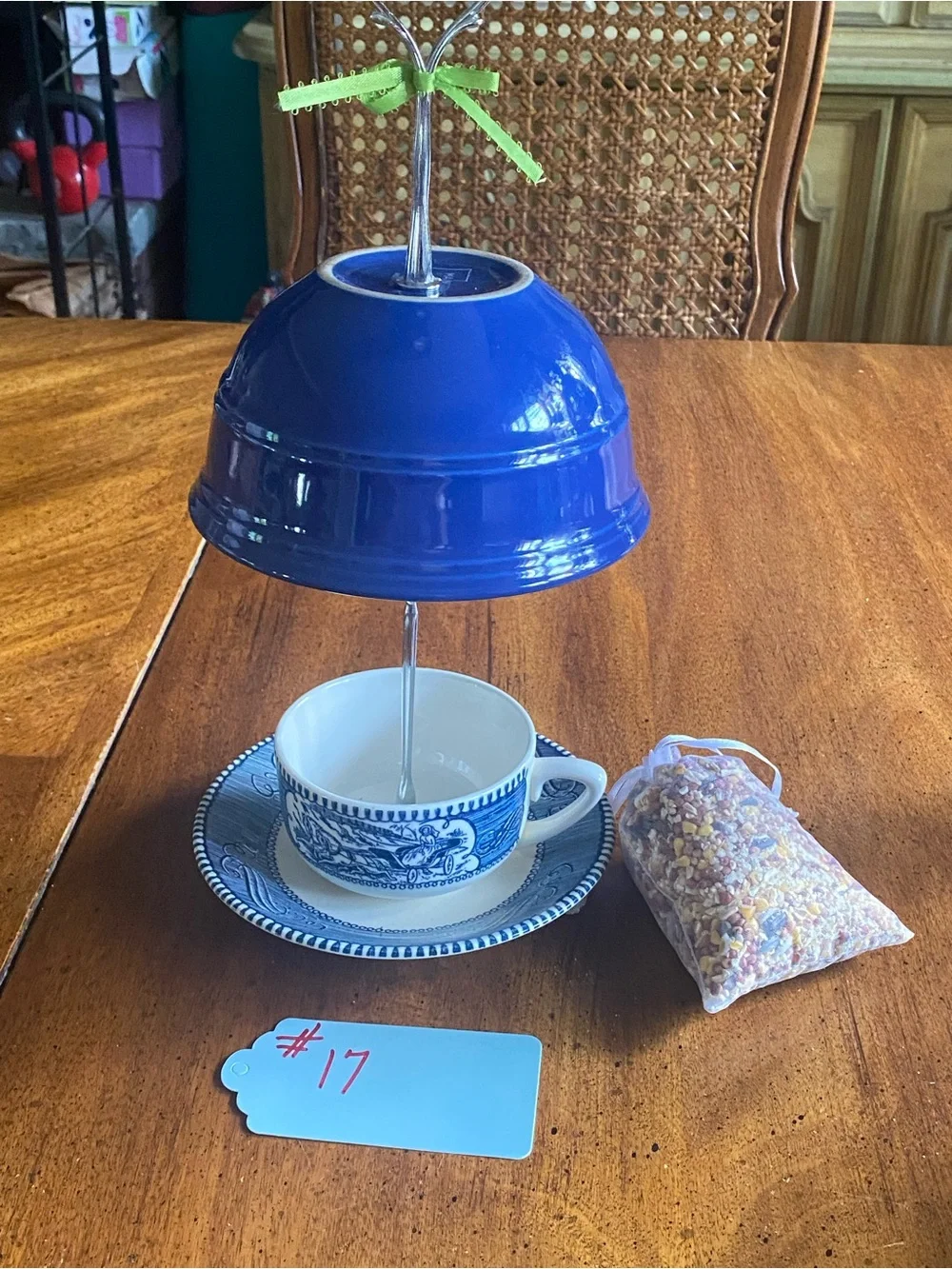 Royal China Currier & Ives Tea Cup Bird Feeder